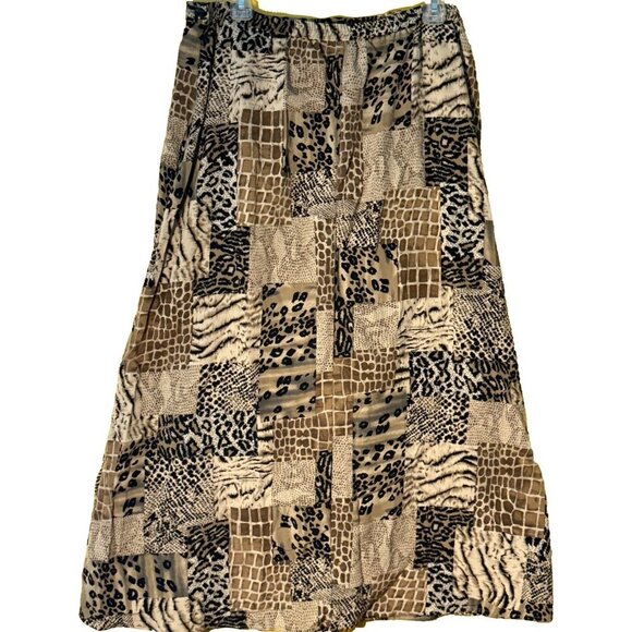 K.C. Spencer New York Long Skirt SZ 16 Patchwork Animal Print Glam Rock - Picture 2 of 3